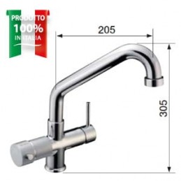 Miscelatore a 5 vie cromato con canna alta made in Italy