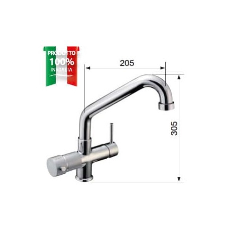 Miscelatore a 5 vie cromato con canna alta made in Italy