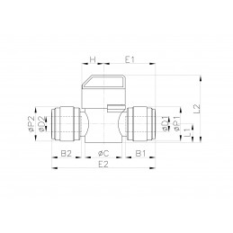 Valvola manuale 2 vie in pollici con manopola corta, per utilizzo in batteria con staffa HMCP