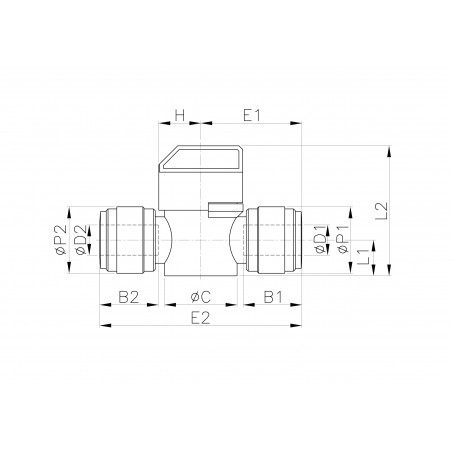 Valvola manuale 2 vie in pollici con manopola corta, per utilizzo in batteria con staffa HMCP