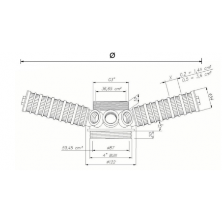 Distributori a doppia raggiera a montaggio superiore per tubi  con diametro 90 mm