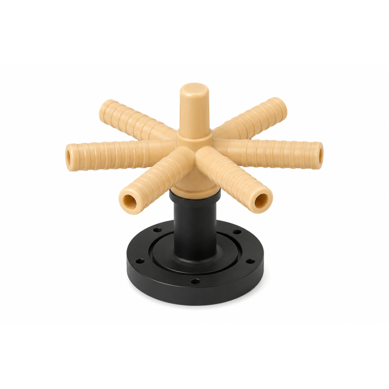 Distributori a raggiera per bombole flangiate con collettore a 6 diffusori laterali Distributori a raggiera per bombole flangiate con collettore a 6 diffusori laterali