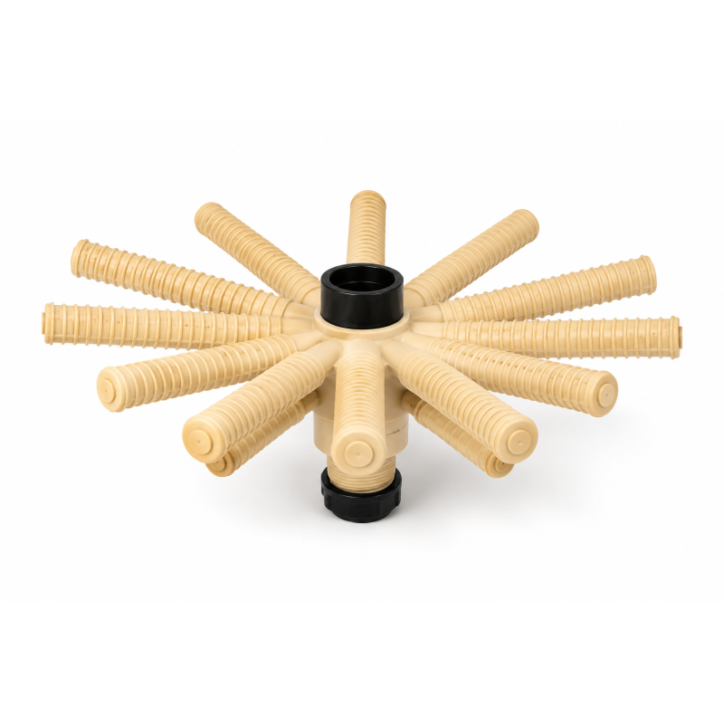 Distributori a doppia raggiera a montaggio superiore per tubi con diametro 90 mm Distributori a doppia raggiera a montaggio superiore per tubi con diametro 90 mm