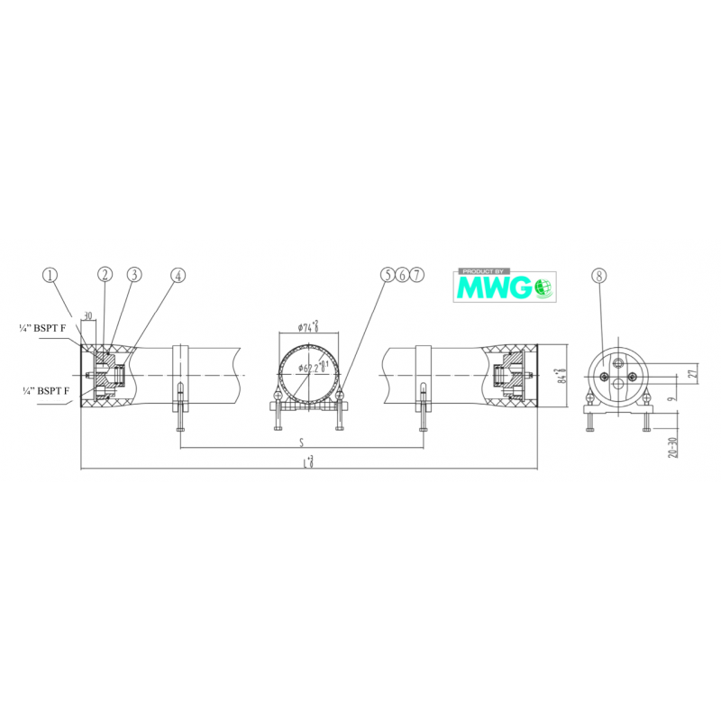 Ricambi Vessels 2 ½” End Port Serie 1000 E-2.5
